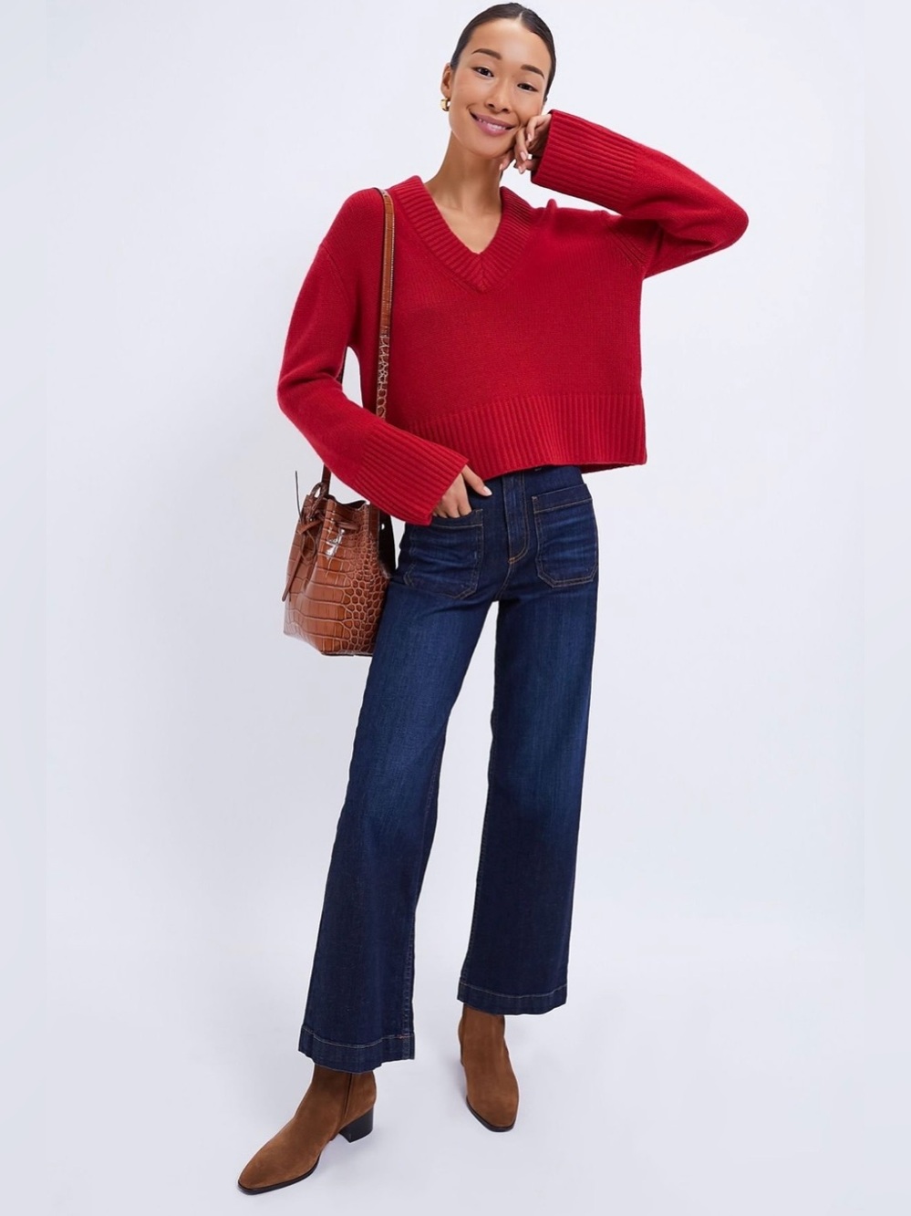 NWT Tuckernuck Red Rory Cashmere V-Neck Sweater